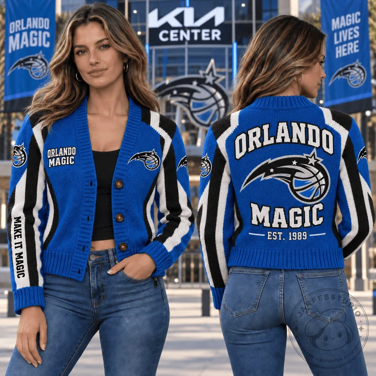 Orlando Magic NBA Basketball Team Fan Knit Cardigan Jacket