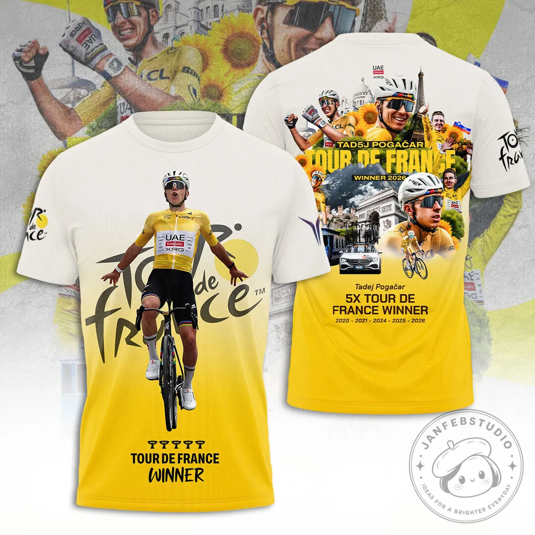 Cycling T-Shirt for Fans of Tadej Pogacar, Tour de France Champion