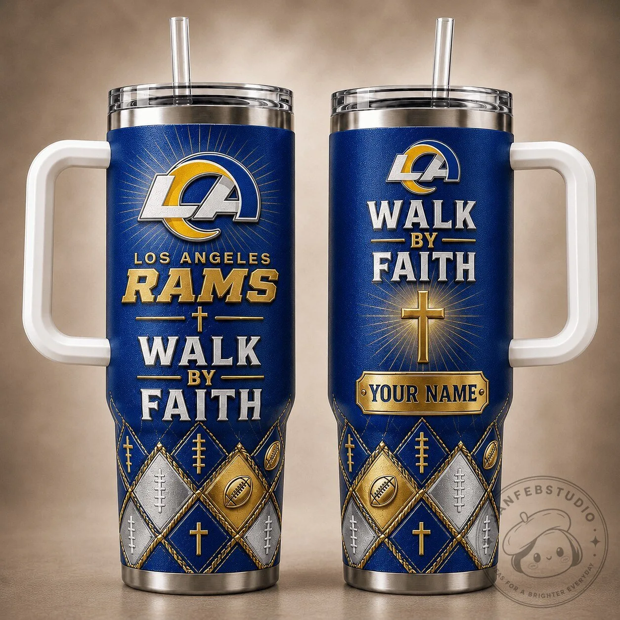 Los Angeles Rams Walk By Faith Christian Football Tumbler