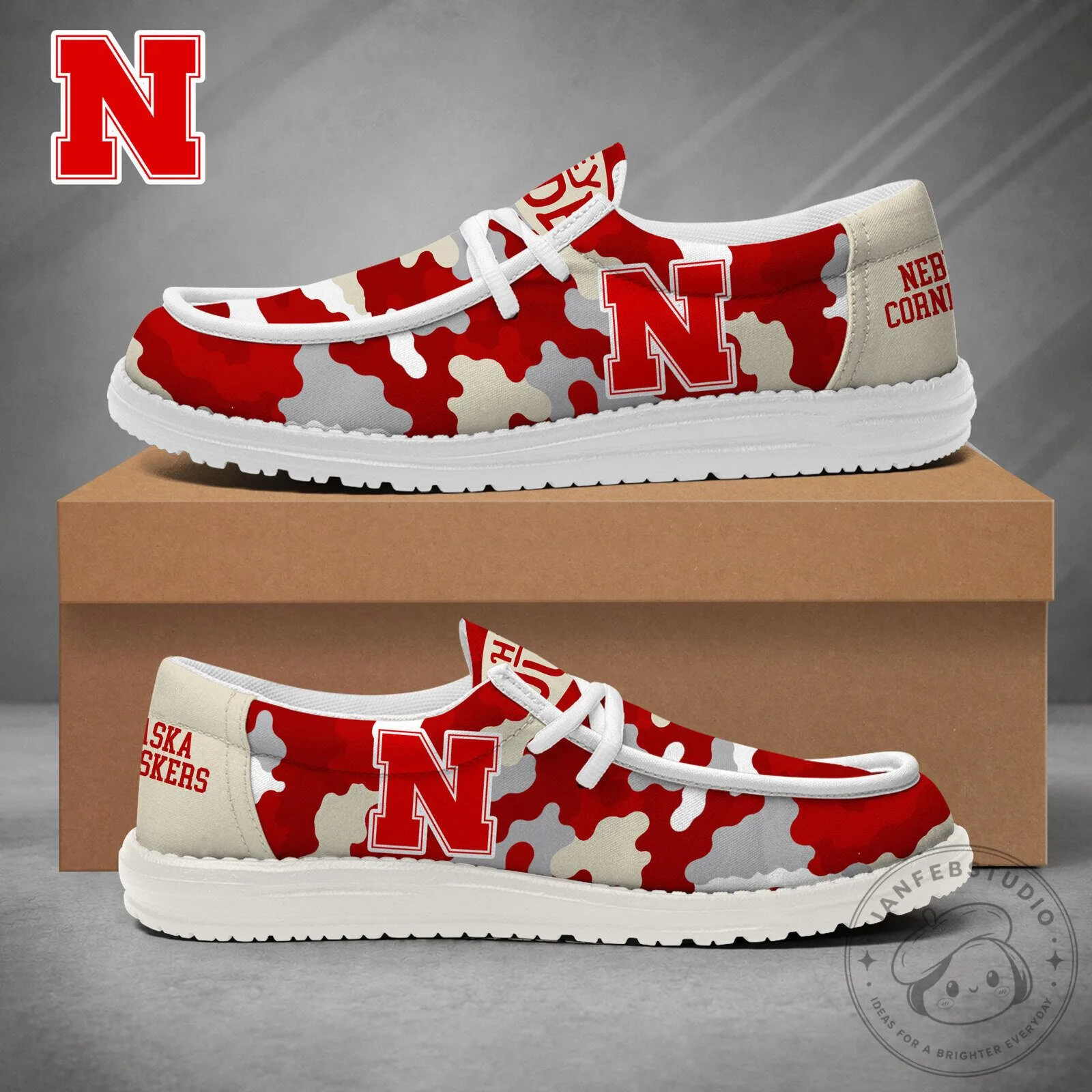 Camouflage Game Day Loafers for Nebraska Cornhuskers Fans