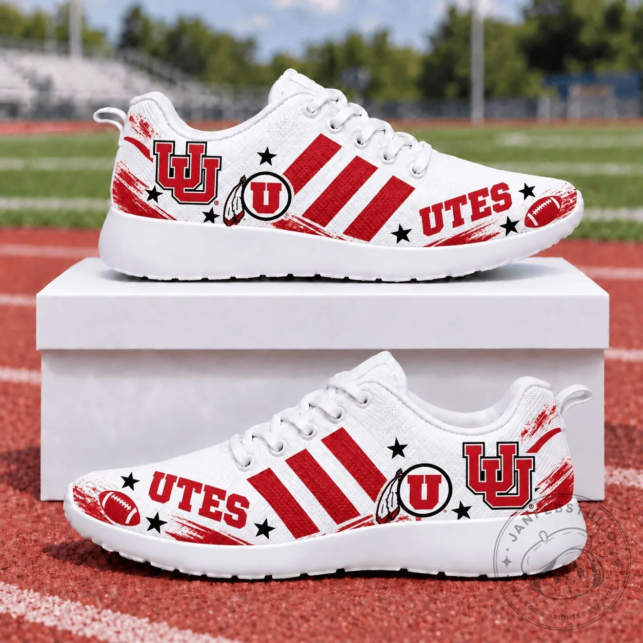 Utah Utes NCAA Football Team Logo White Casual Shoes