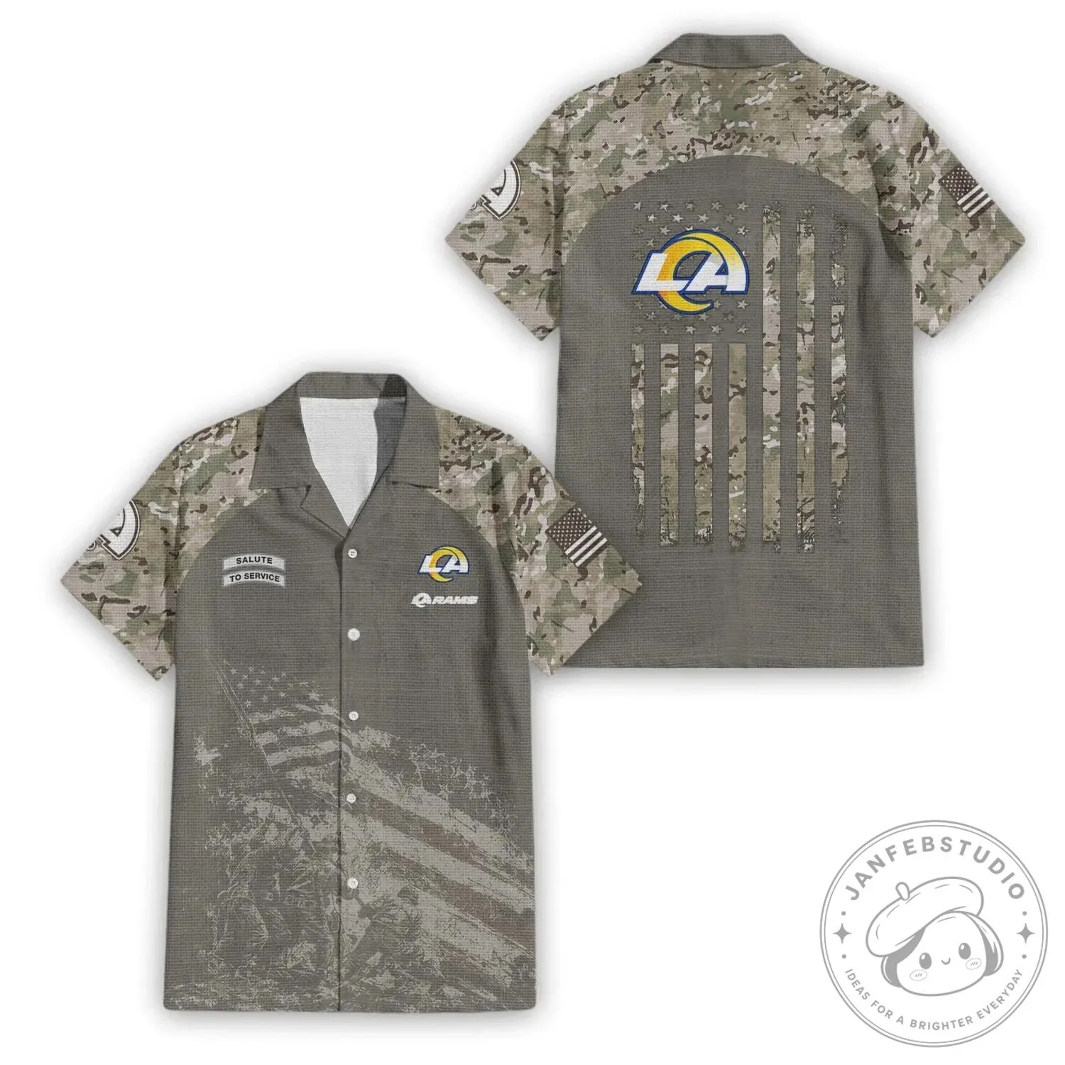 Hawaiian Shirt in Camouflage for Salute To Service by Los Angeles Rams