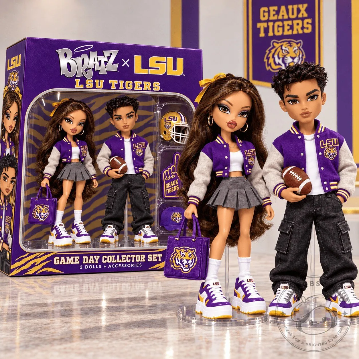 Bratz x LSU Tigers Game Day Collector Set 2 Dolls with Accessories
