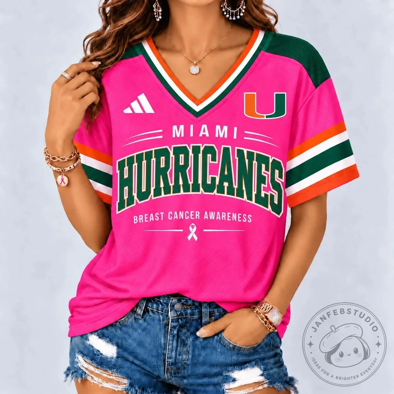 Miami Hurricanes Breast Cancer Awareness Pink Football Jersey