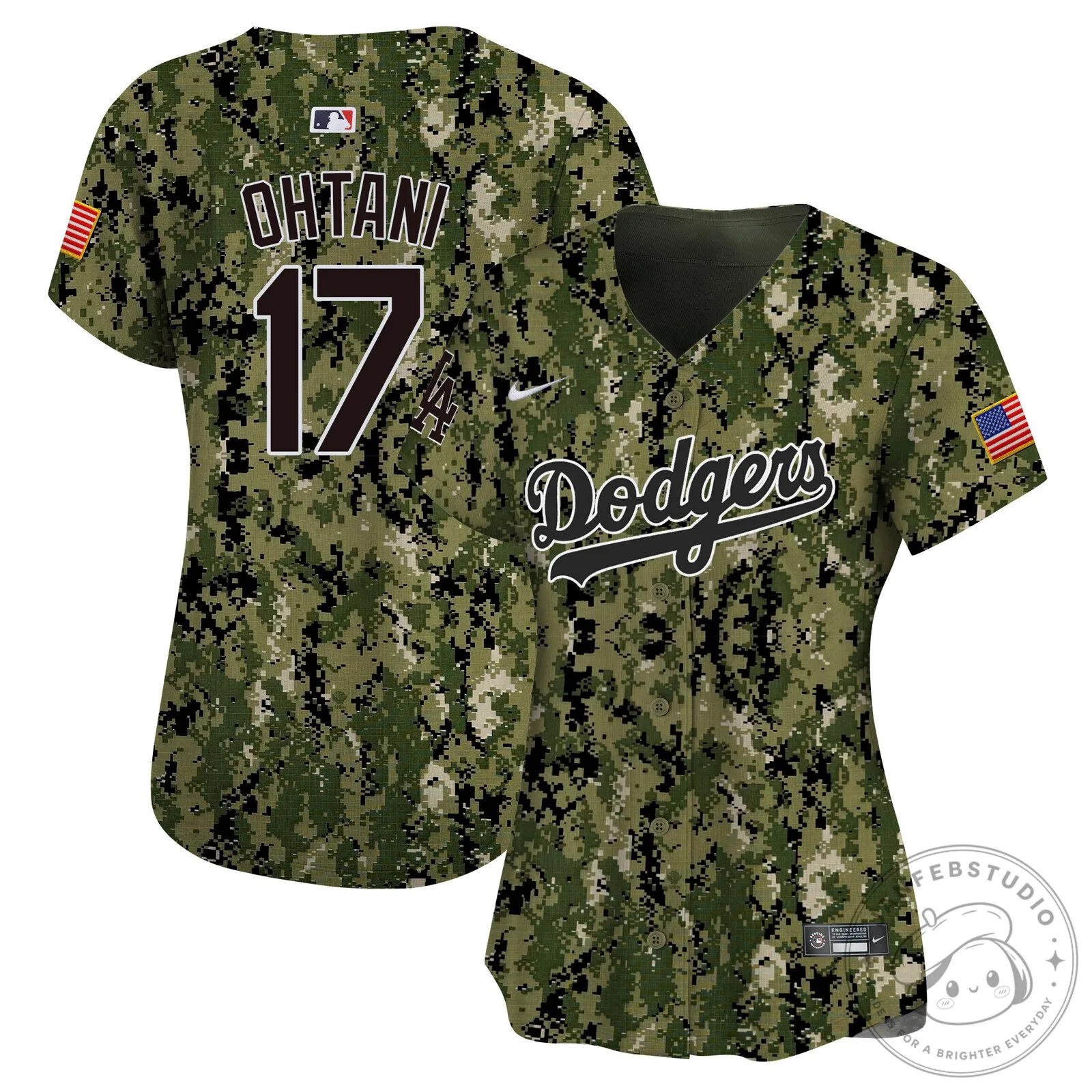 Los Angeles Dodgers Shohei Ohtani Military Camouflage Baseball Jersey