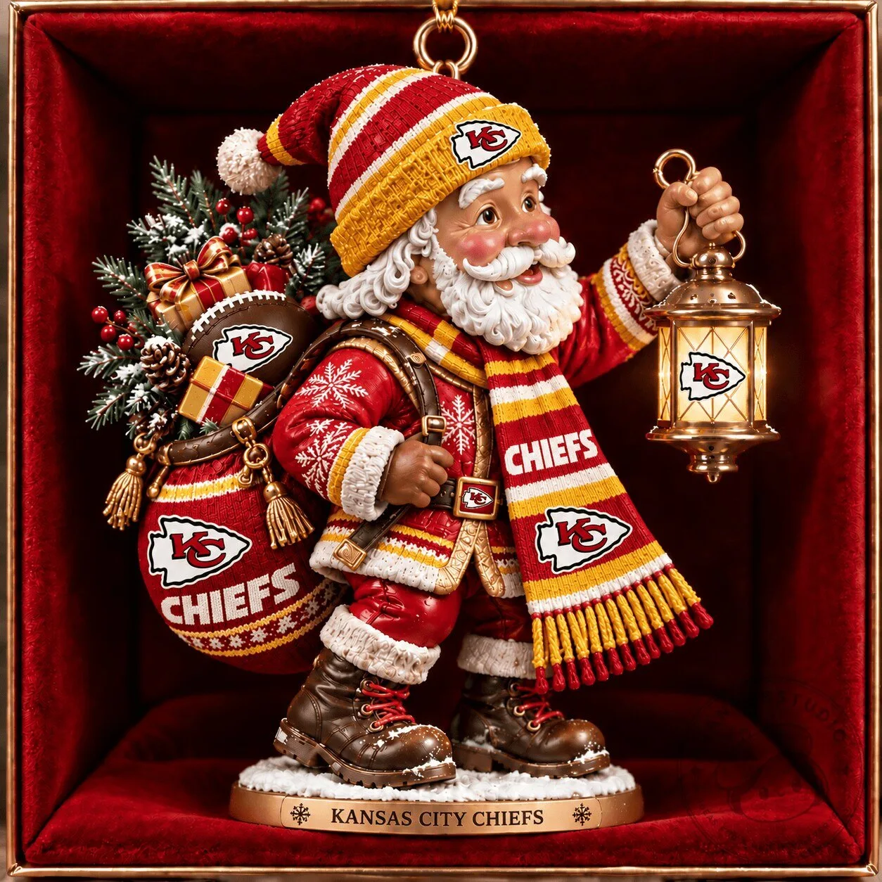 Kansas City Chiefs NFL Football Christmas Santa Claus Ornament