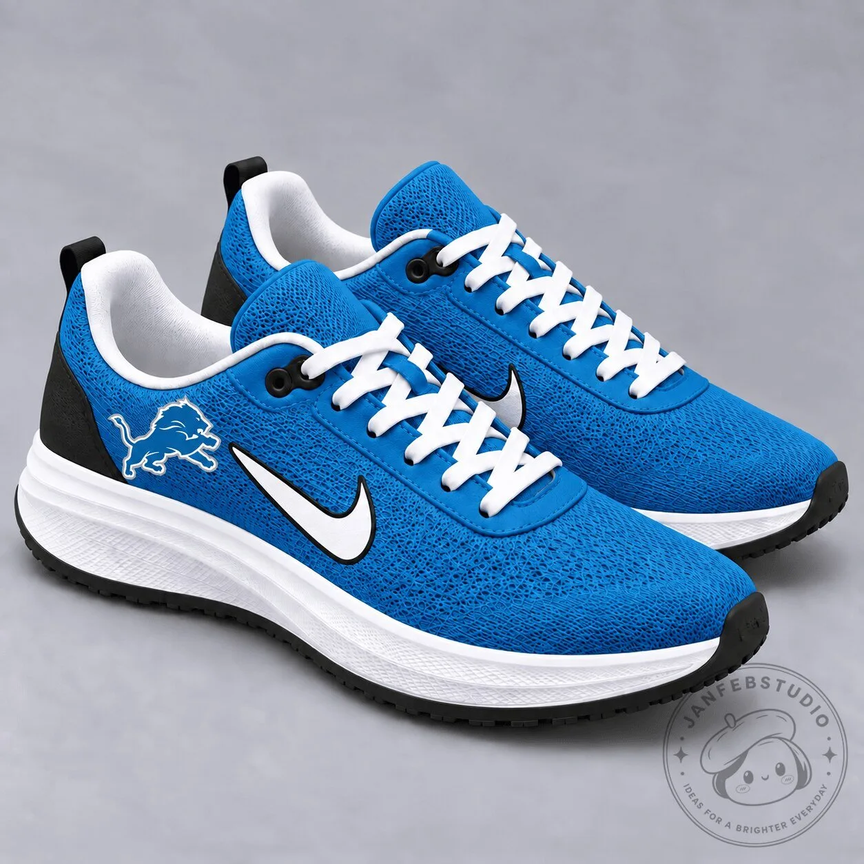 Detroit Lions NFL Team Logo Blue Running Shoes for Men and Women
