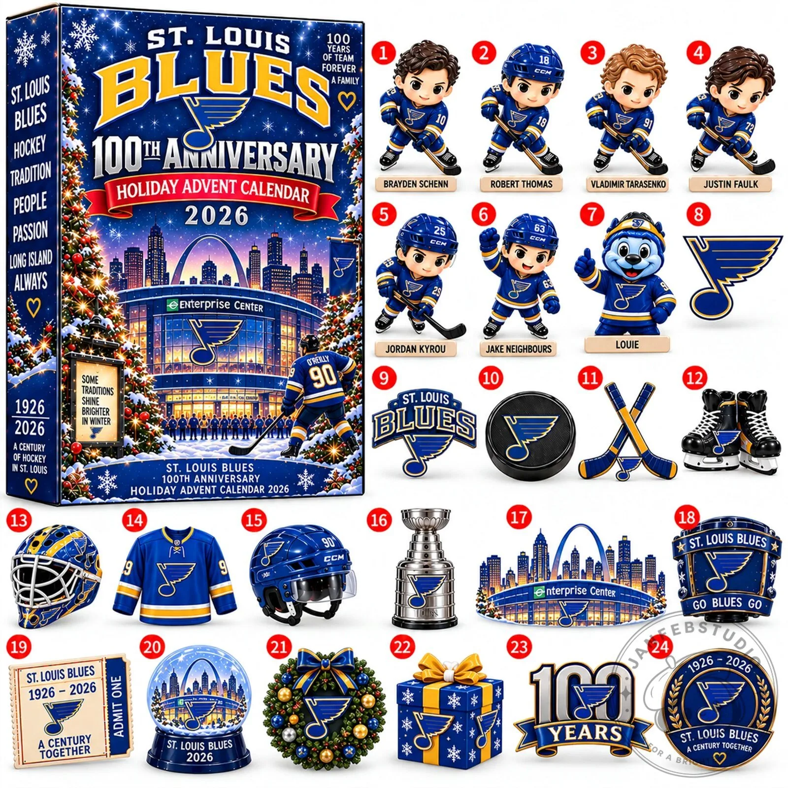 St. Louis Blues 100th Anniversary Holiday Advent Calendar 2026 Blind Box