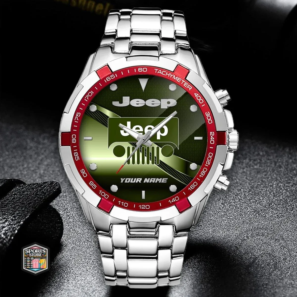 Jeep Logo Custom Name Elegant Fashion Design Stainless Steel Watch