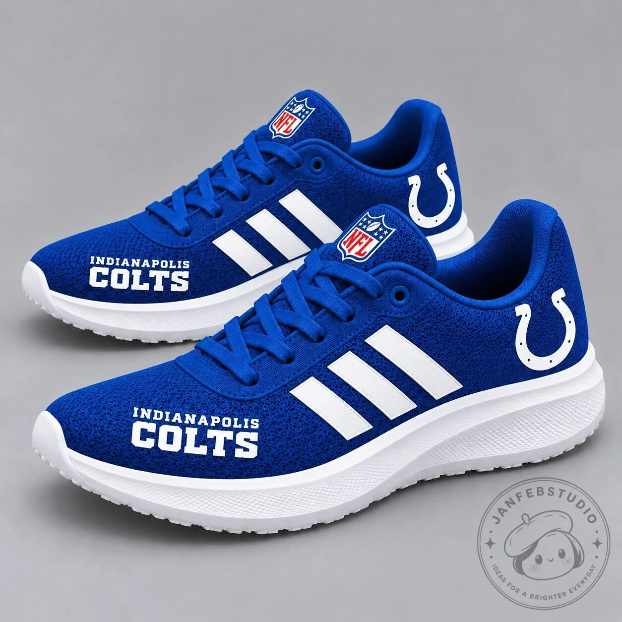 Indianapolis Colts NFL Team Logo Blue Stripe Sport Sneakers Shoes