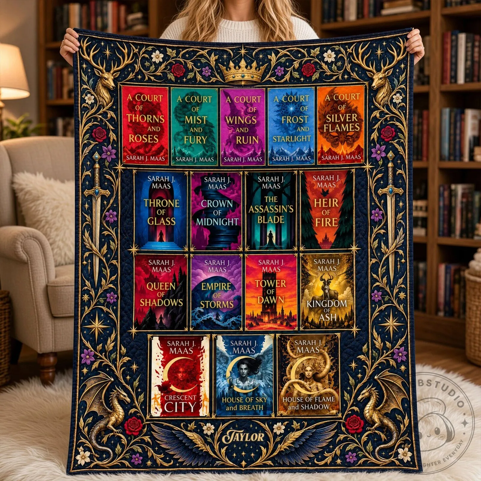 Sarah J Maas A Court of Thorns and Roses Book Covers Fantasy Blanket