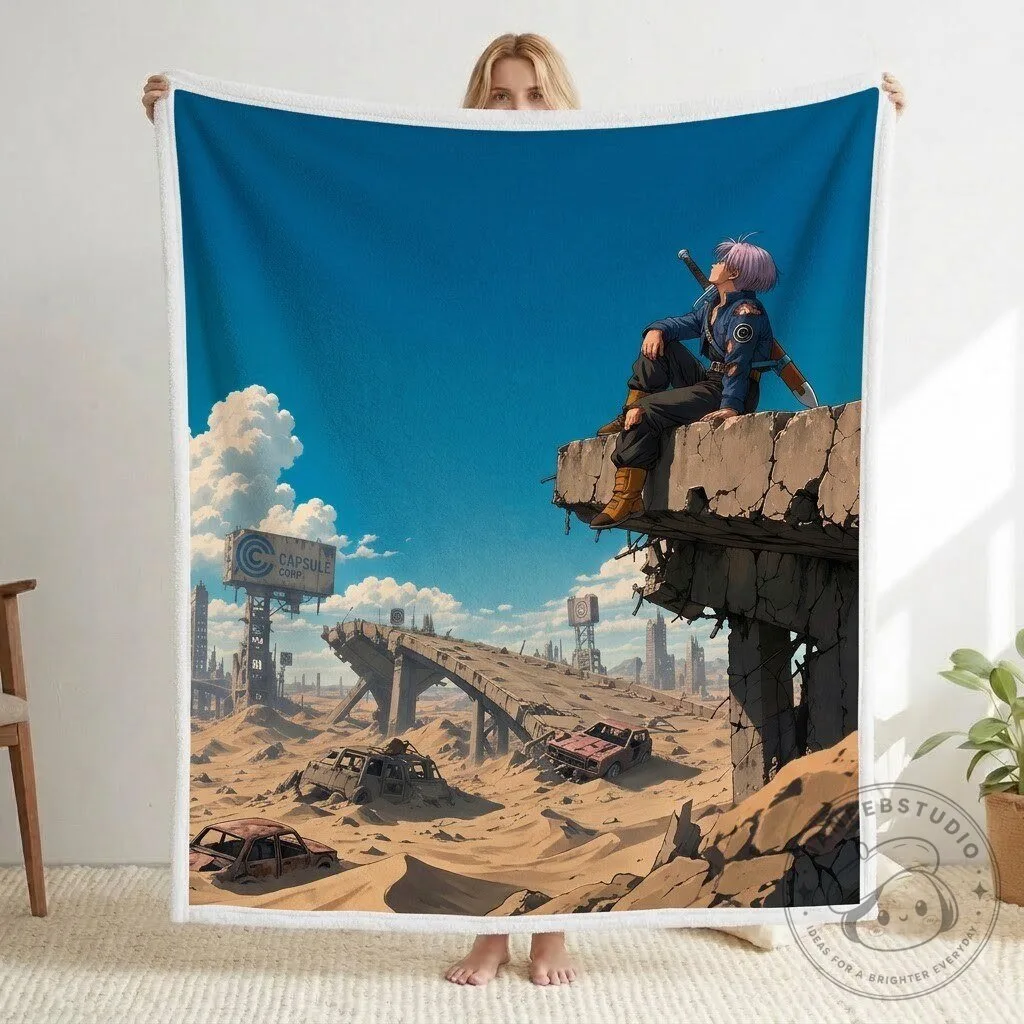 Dragon Ball Z Trunks Future Warrior Anime Sherpa Blanket