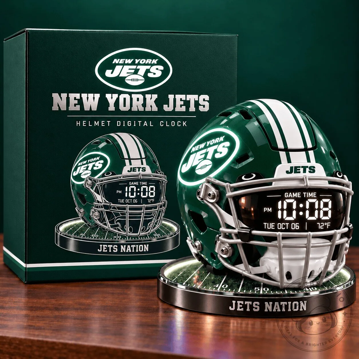 New York Jets Football Helmet Digital Clock with Game Time Display