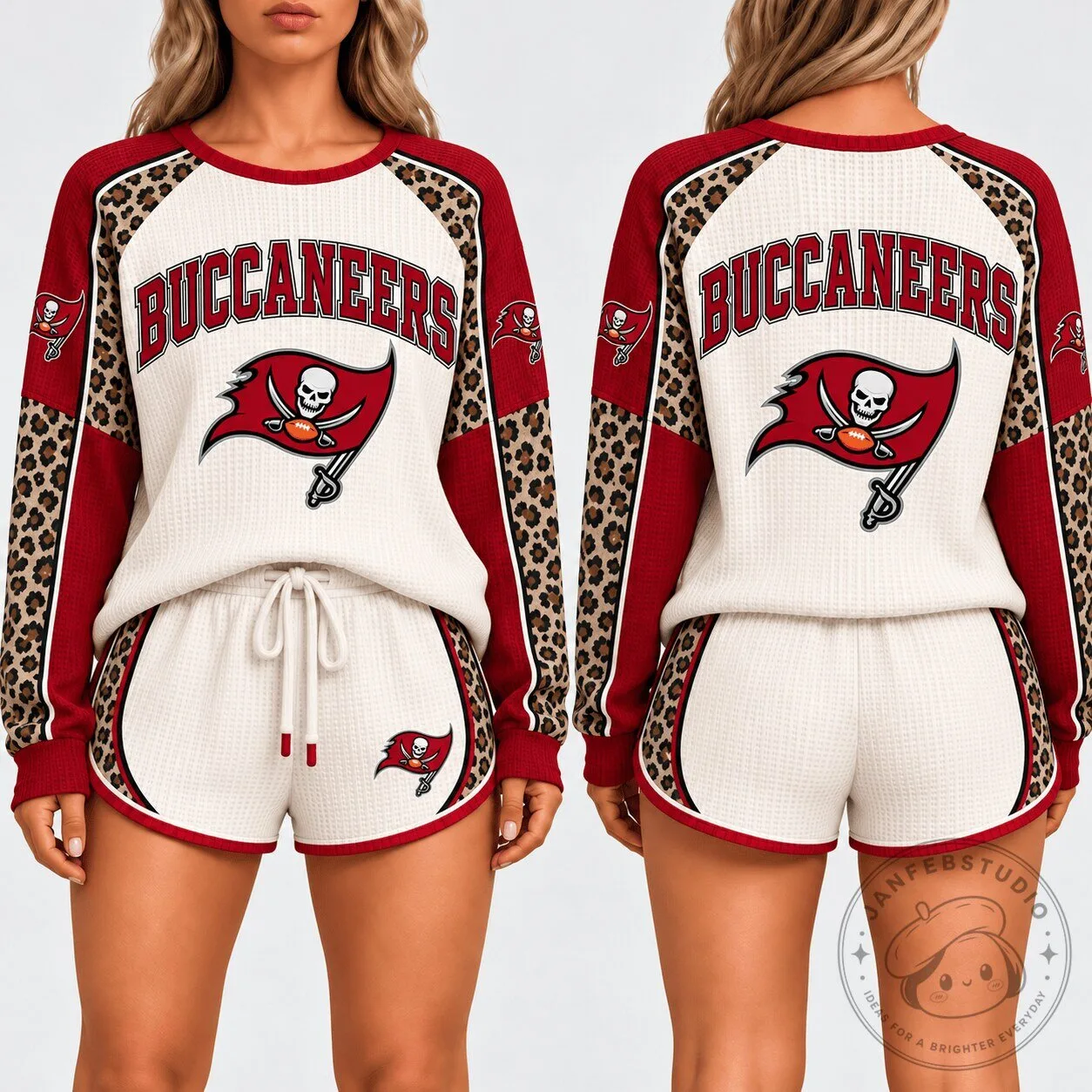 Tampa Bay Buccaneers Leopard Print Game Day Waffle Knit Lounge Set
