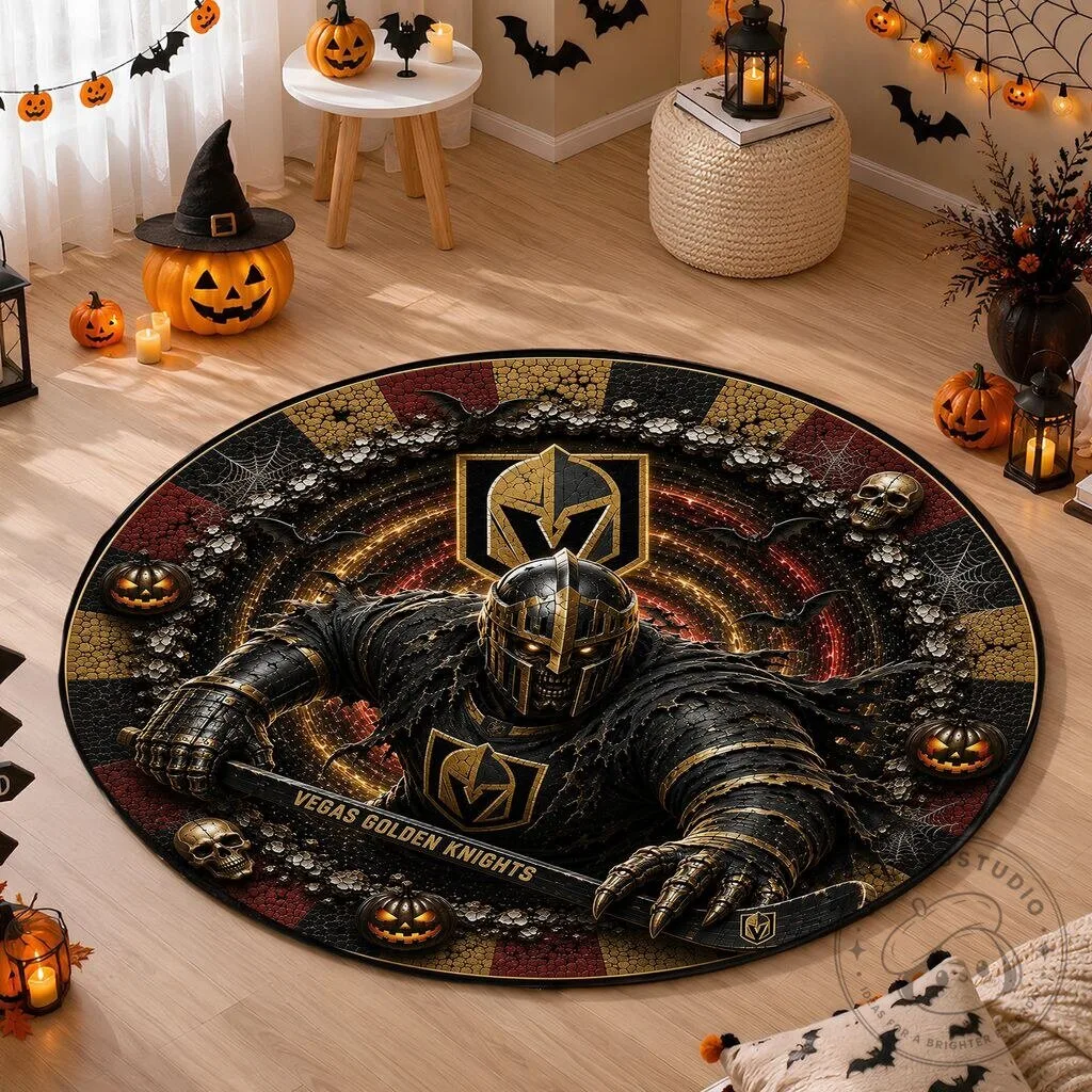 Vegas Golden Knights Halloween Round Quilted Rug
