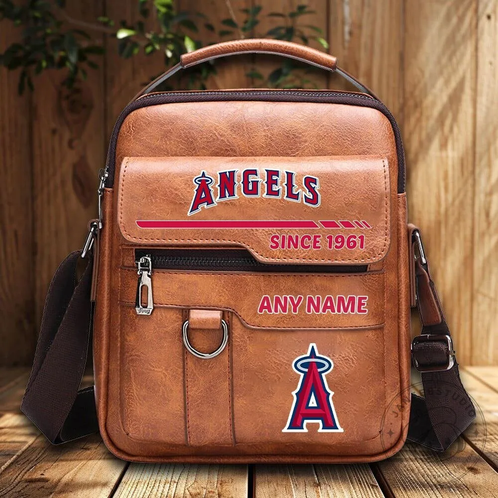 Los Angeles Angels Personalized Vintage Leather Shoulder Bag