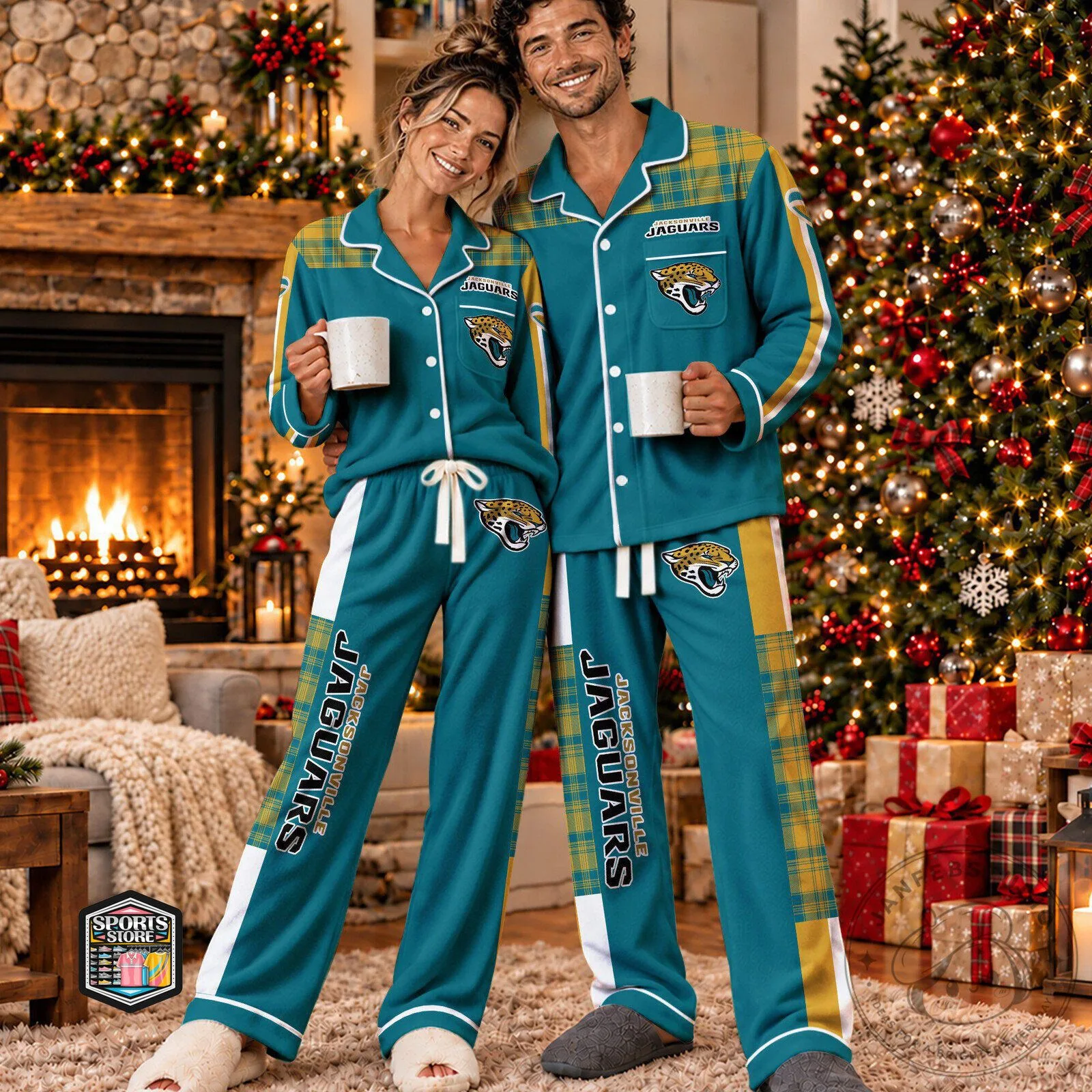 Jacksonville Jaguars Christmas Plaid Matching Family Pajamas Set