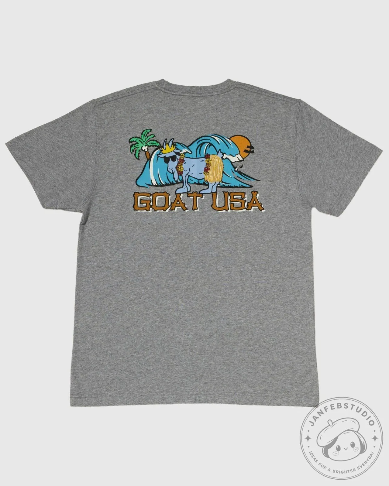 GOAT USA Surfing Goat Graphic Gray T-Shirt