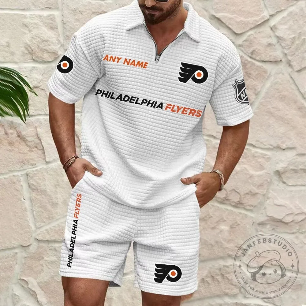 Philadelphia Flyers Personalized Waffle Knit Polo Shirt and Shorts Set