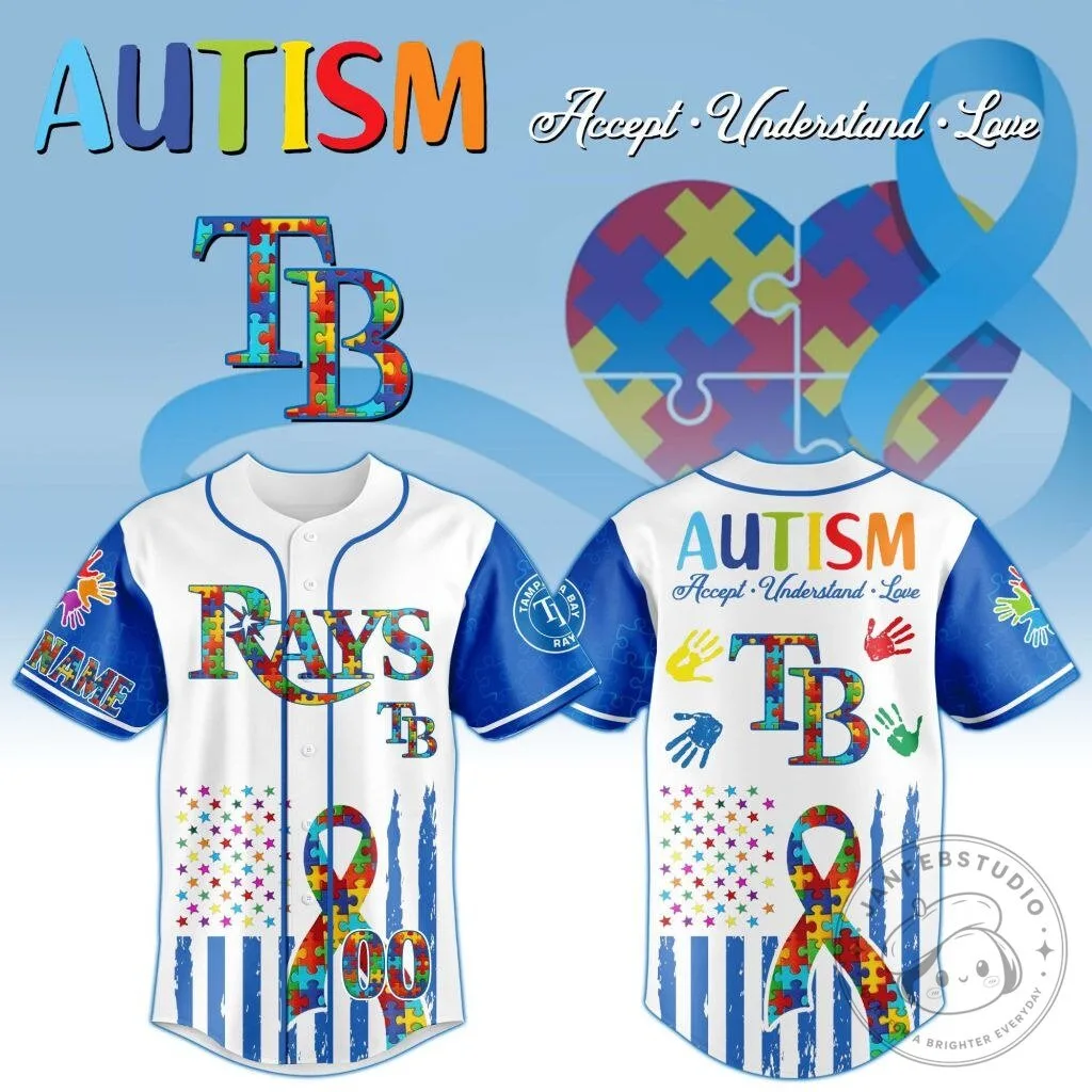 Tampa Bay Rays Autism Awareness Personalized Baseball Jersey