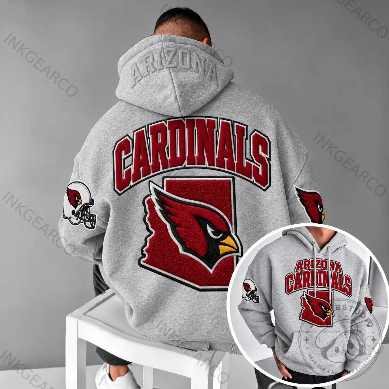 Arizona Cardinals Football Team Logo Gray Hoodie for Men and Women
