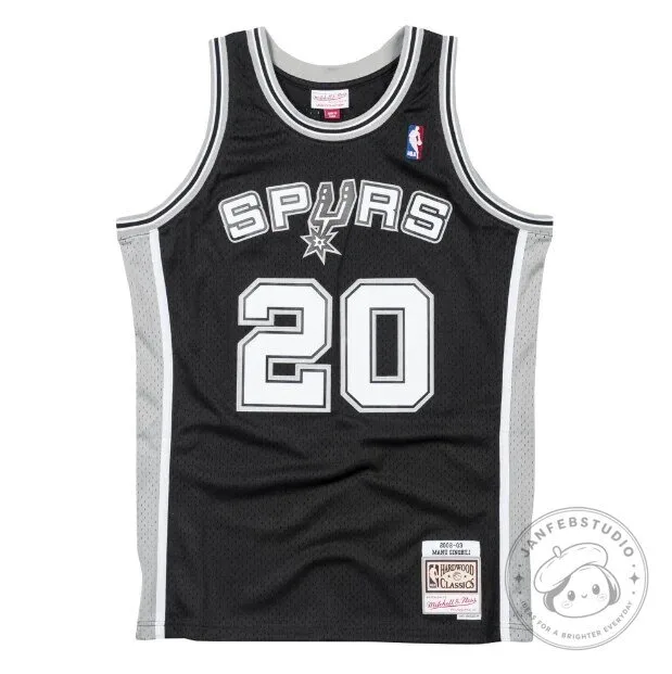 San Antonio Spurs Manu Ginobili 2002-2003 Retro Basketball Jersey