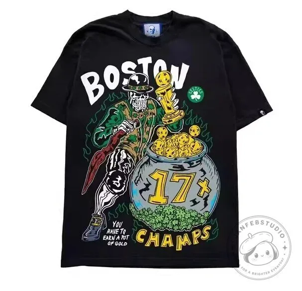 Boston Celtics 17 Champs Skeleton Graphic Black T-Shirt