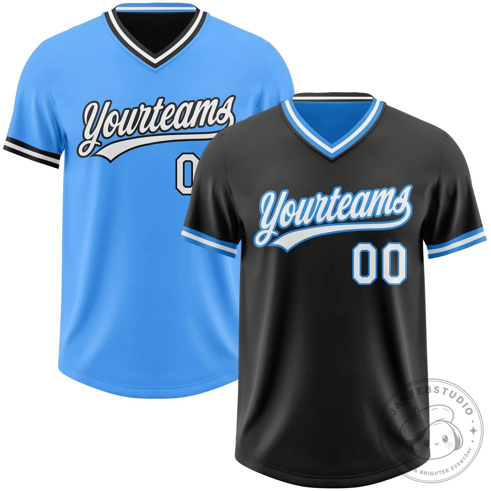 Custom Reversible Baseball Jersey with Your Team Name and Number in Black and Blue