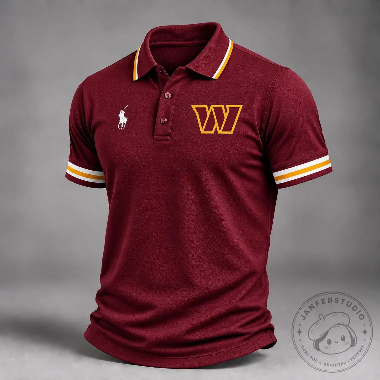 Washington Commanders National Football League Striped Collar Polo Shirt