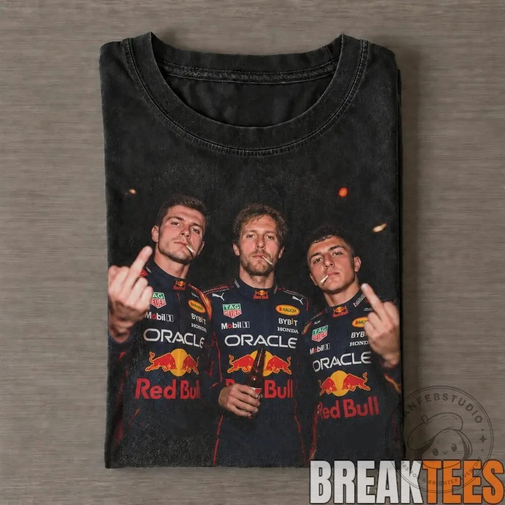Max Verstappen Red Bull Racing Formula One Drunk and Smoke Black T-Shirt