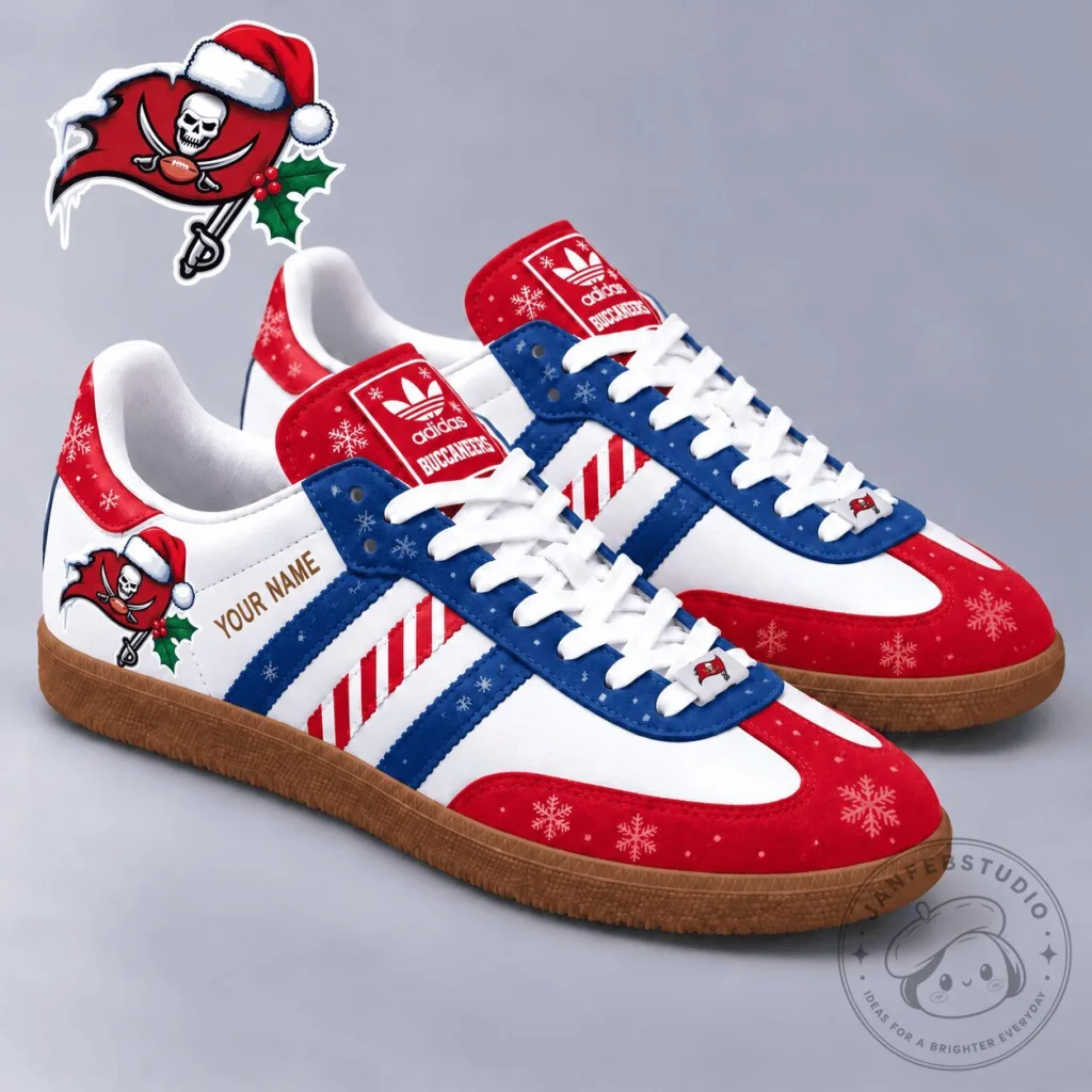 Tampa Bay Buccaneers Christmas Holiday Snowflakes Stripes Shoes