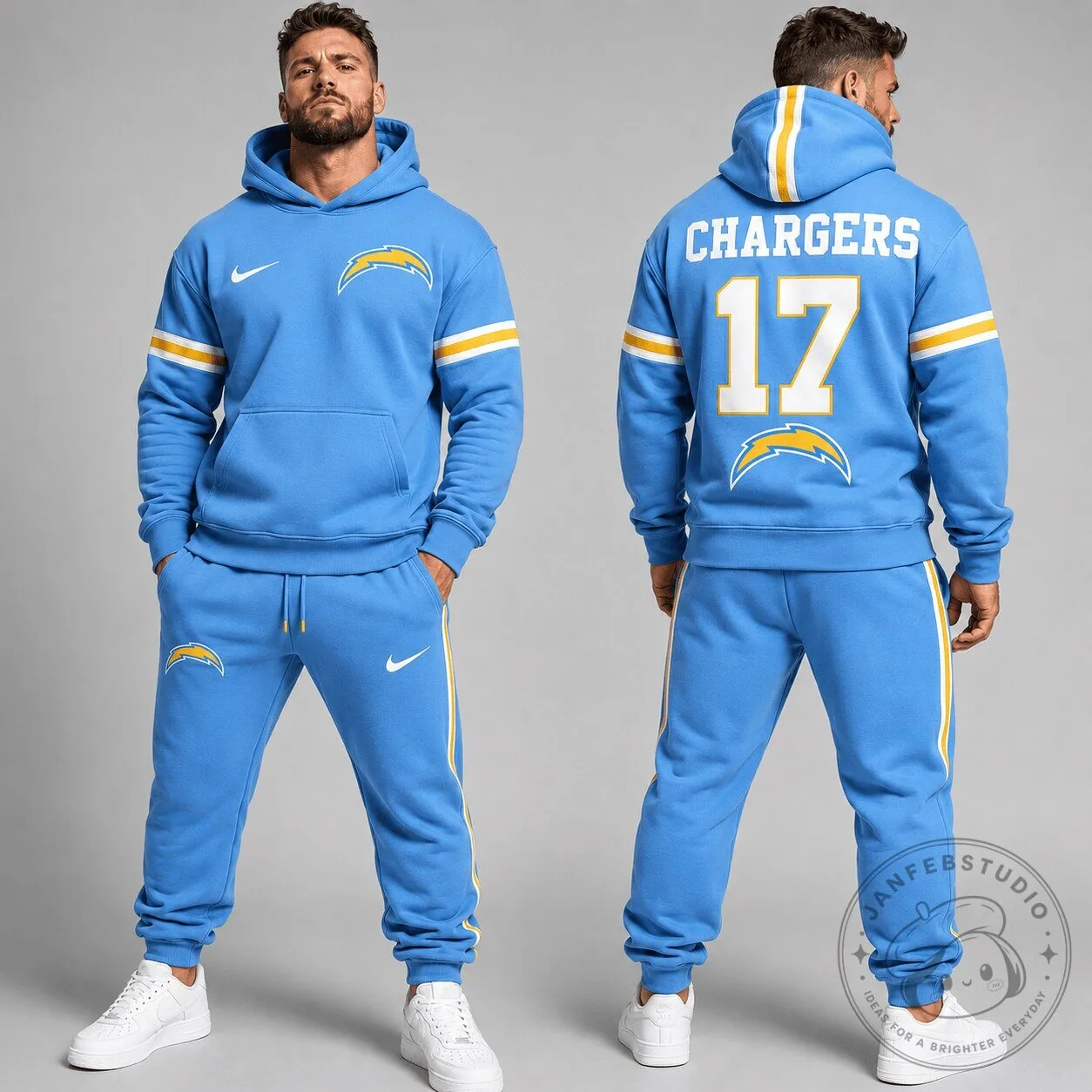 Los Angeles Chargers Number 17 NFL Team Logo Custom Hoodie Sweatshirt