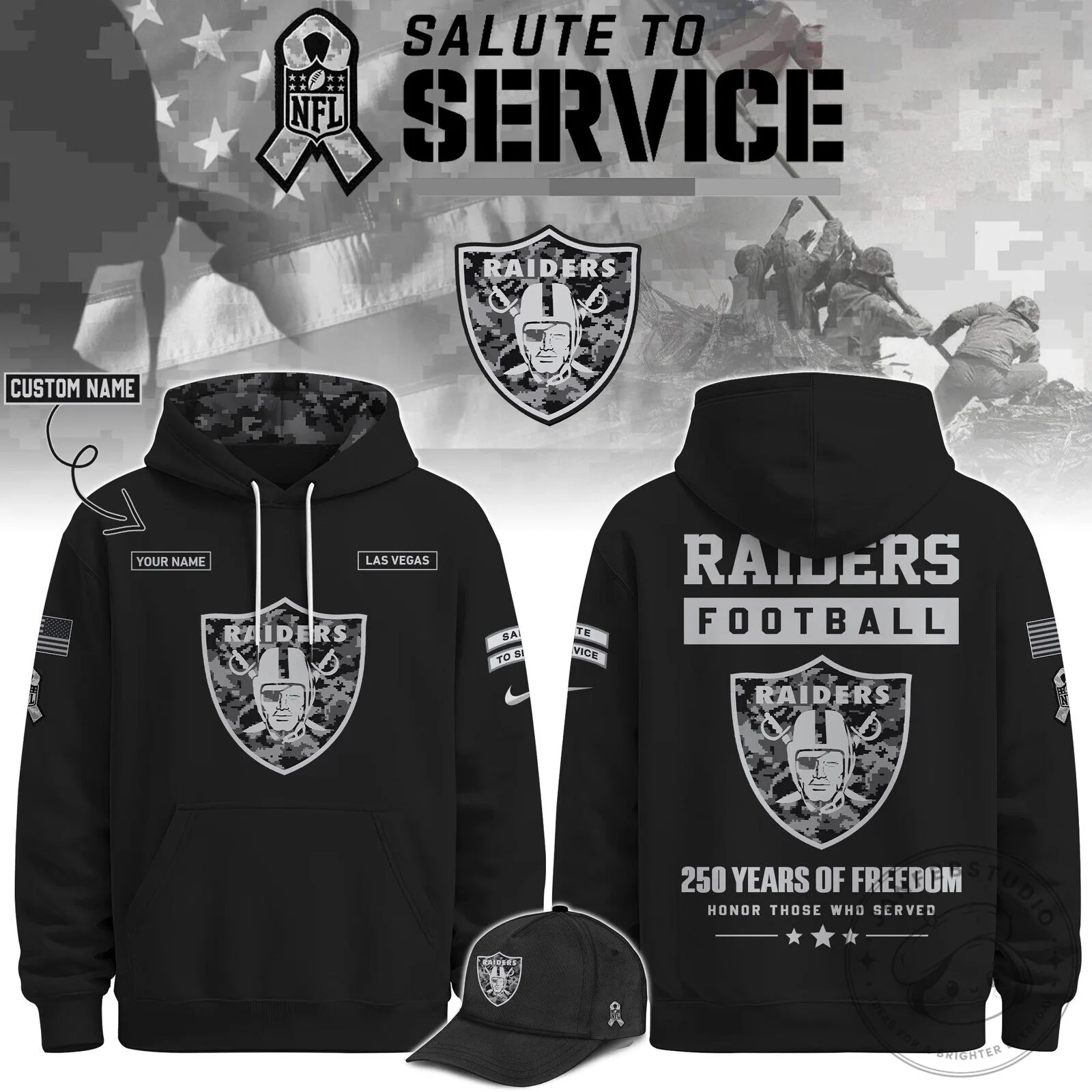 NFL Salute To Service Hoodie for Las Vegas Raiders Football Team