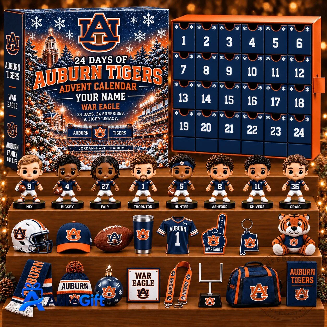 Auburn Tigers Football Team 24 Day Advent Calendar Christmas Gift