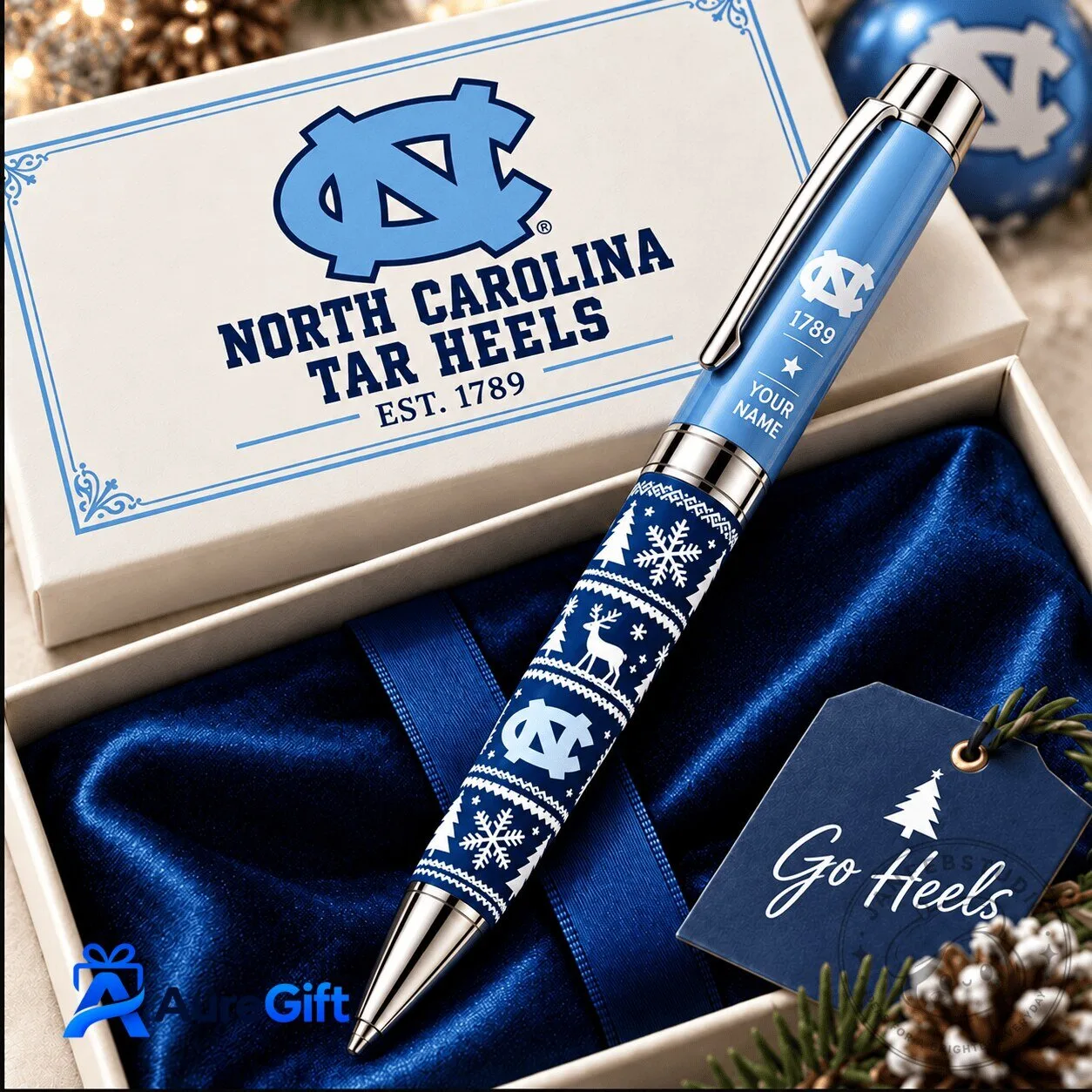 North Carolina Tar Heels Christmas Pattern Ballpoint Pen 1 North Carolina Tar Heels Christmas Pattern Ballpoint Pen