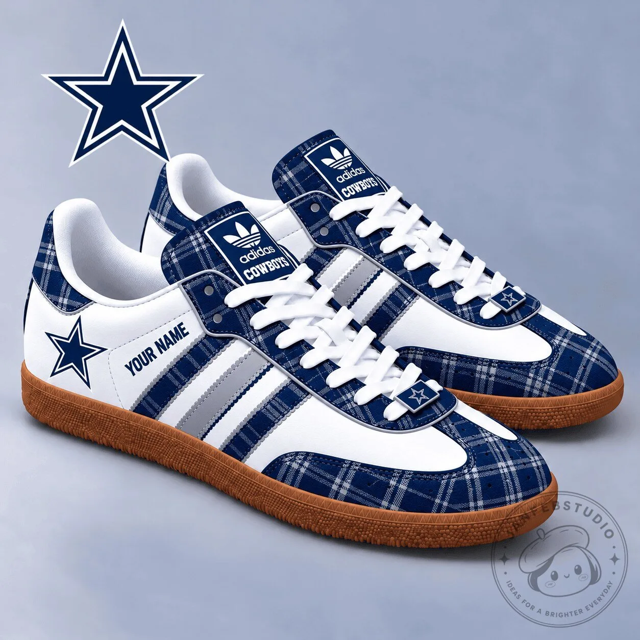 Dallas Cowboys Plaid Pattern Personalized Football Team Sneakers Shoes