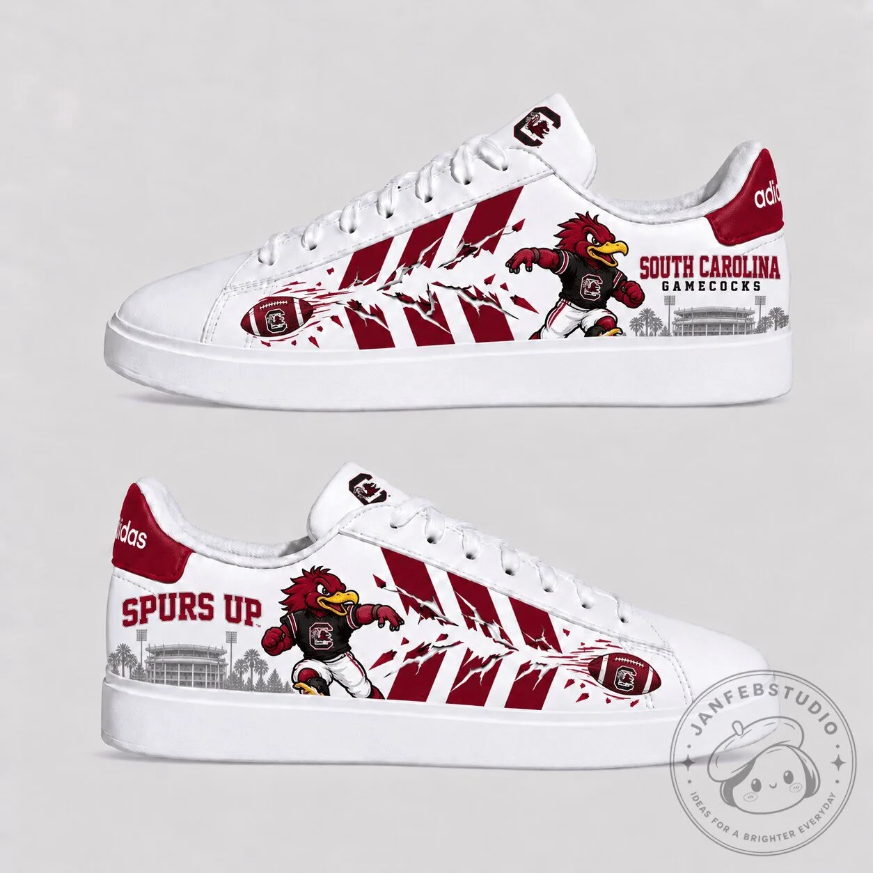 South Carolina Gamecocks Football Team Mascot White Sneakers Shoes