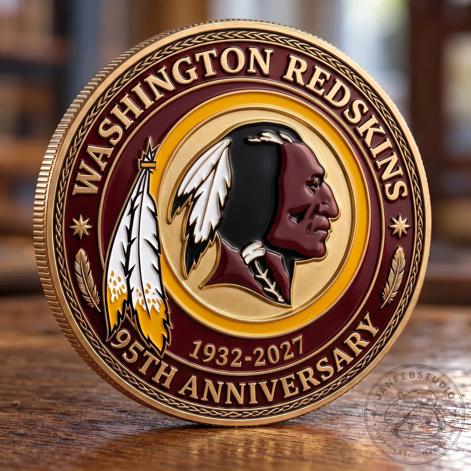 Washington Redskins 95th Anniversary Commemorative Football Team Coin Collectible