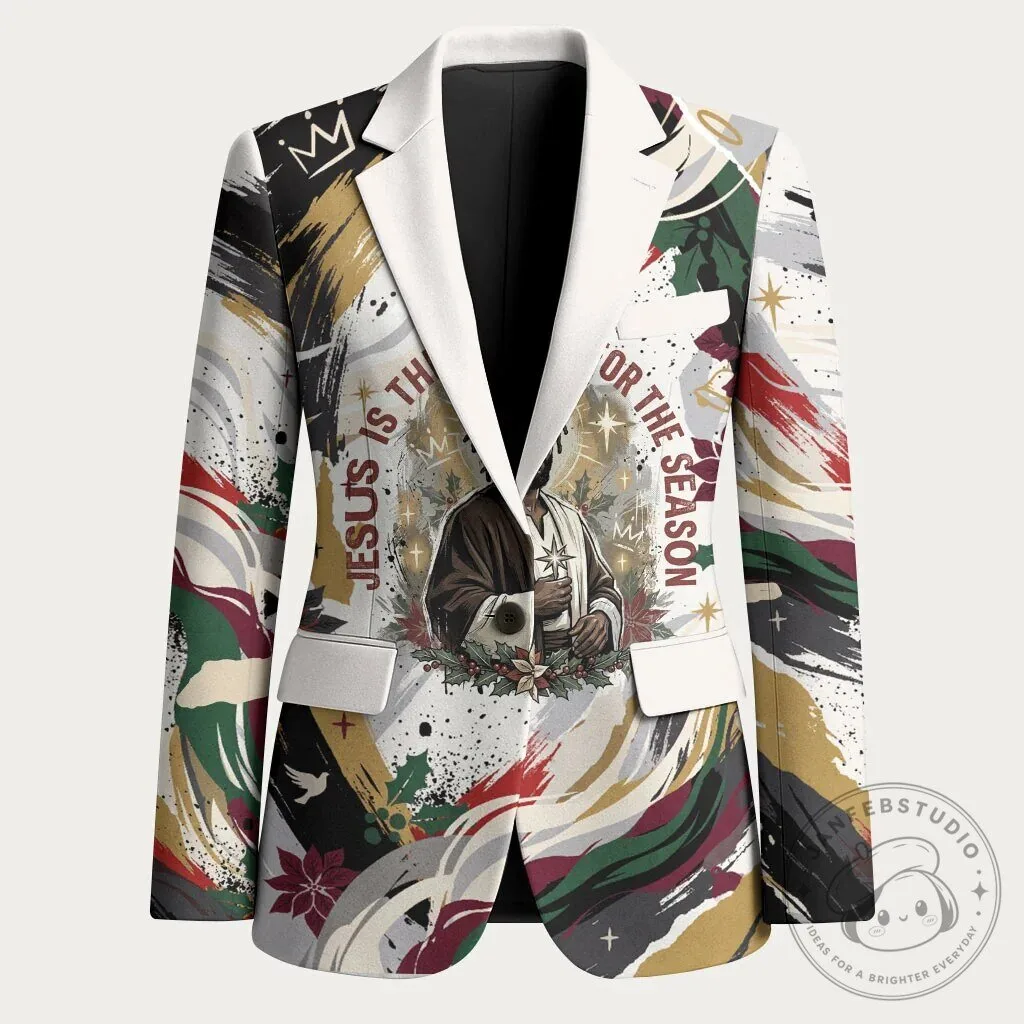 King Jesus Is The Reason For The Season Christian Christmas Blazer Jacket