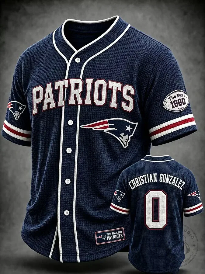 New England Patriots Christian Gonzalez Baseball Jersey