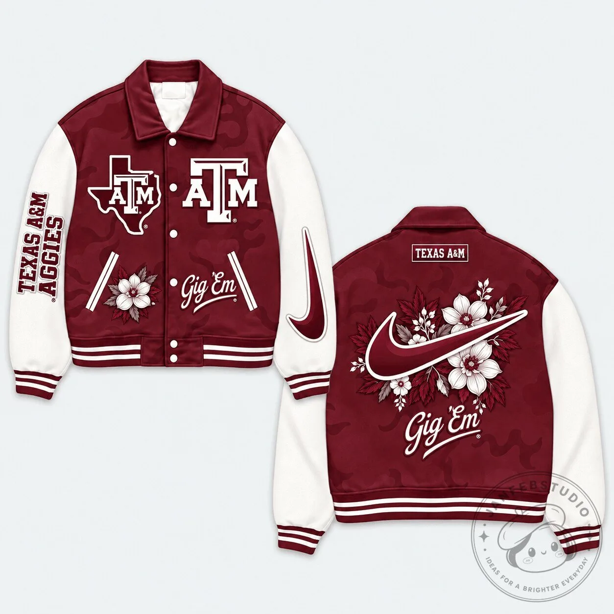 Texas A&M Aggies Floral Gig 'Em Varsity Jacket