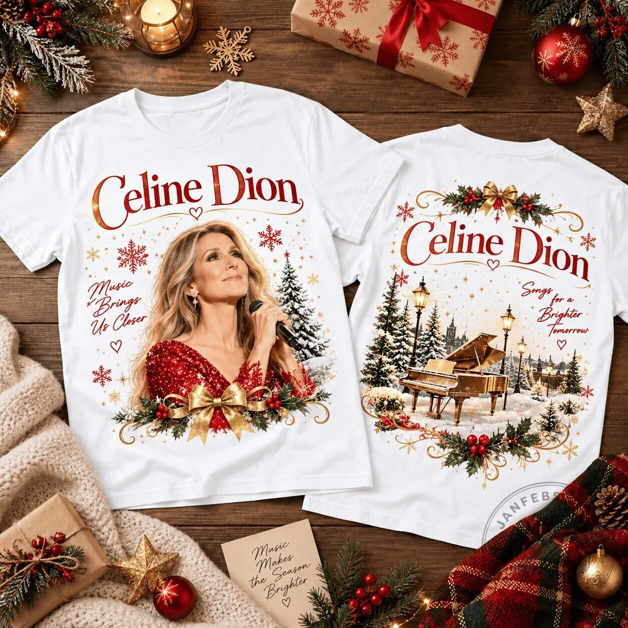 Celine Dion Christmas Music Brings Us Closer Holiday T-Shirt