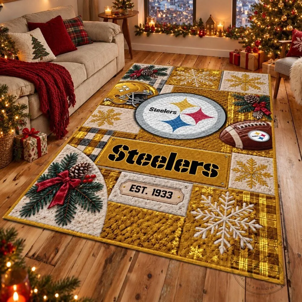 Pittsburgh Steelers Football Team Christmas Holiday Rug
