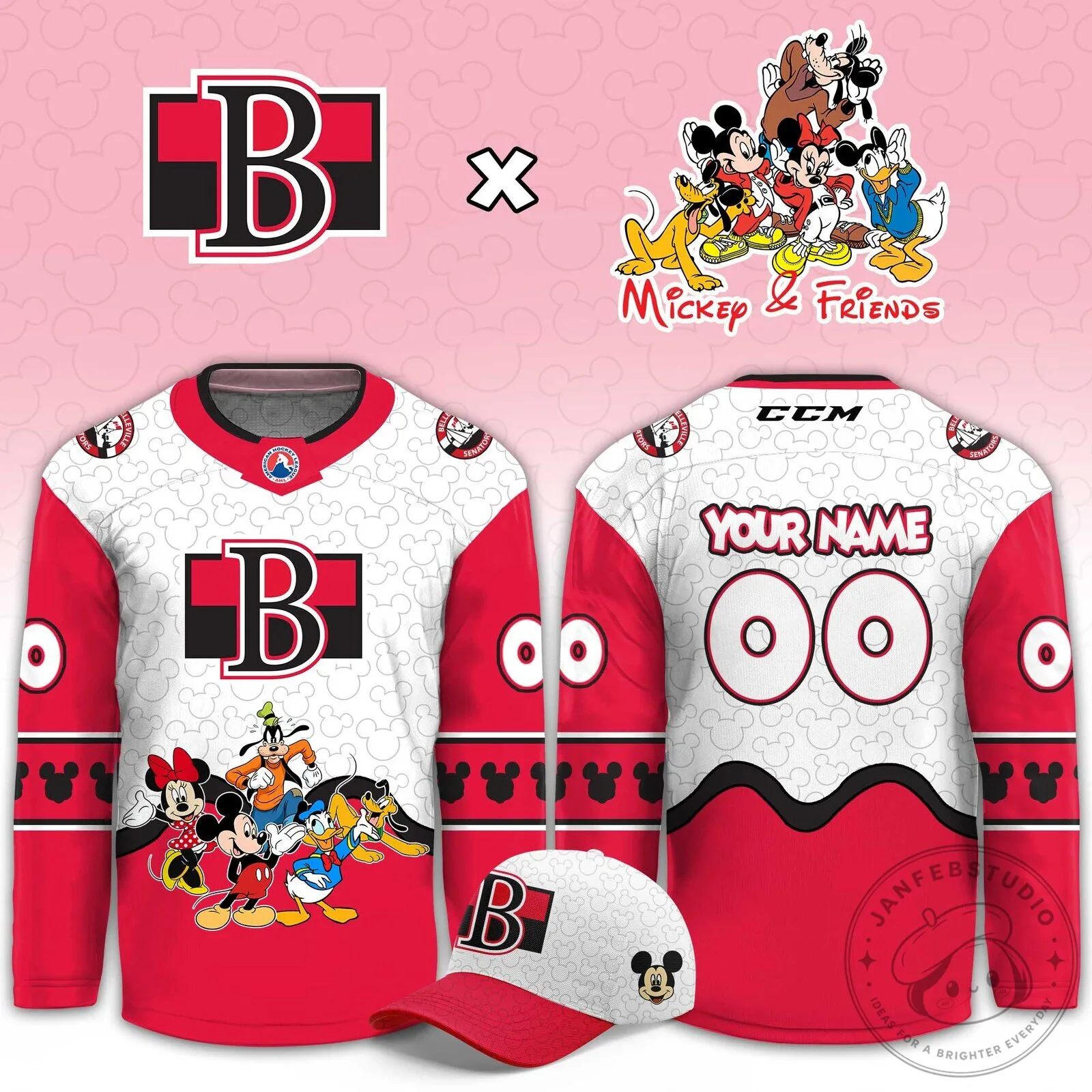 Belleville Senators Mickey Mouse and Friends Hockey Jersey