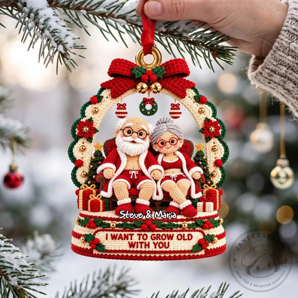 Personalized Christmas Couple Ornament with Santa and Mrs Claus