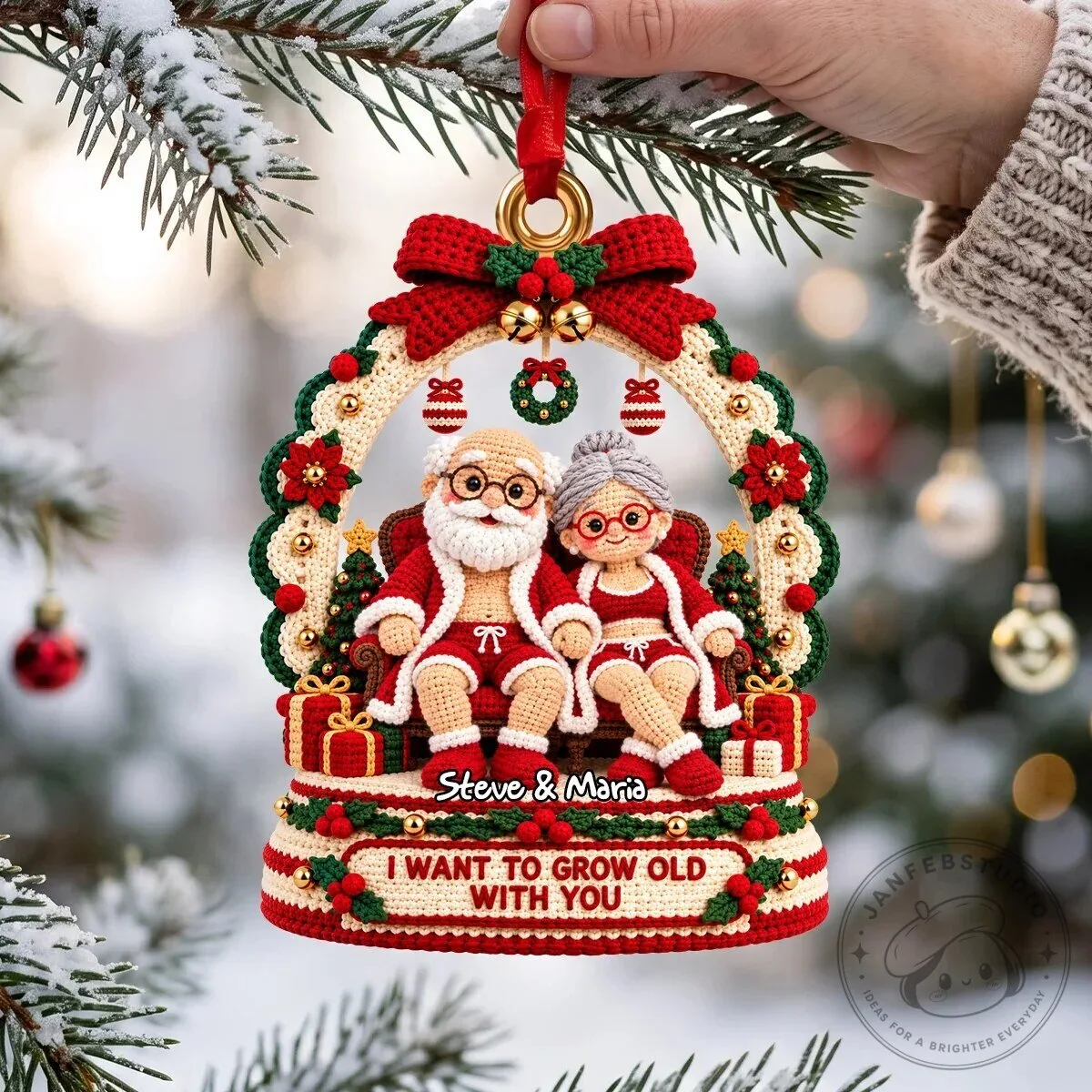 Personalized Christmas Couple Ornament with Santa and Mrs Claus