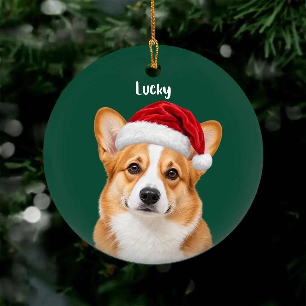 Personalized Pembroke Welsh Corgi Dog Christmas Holiday Ornament