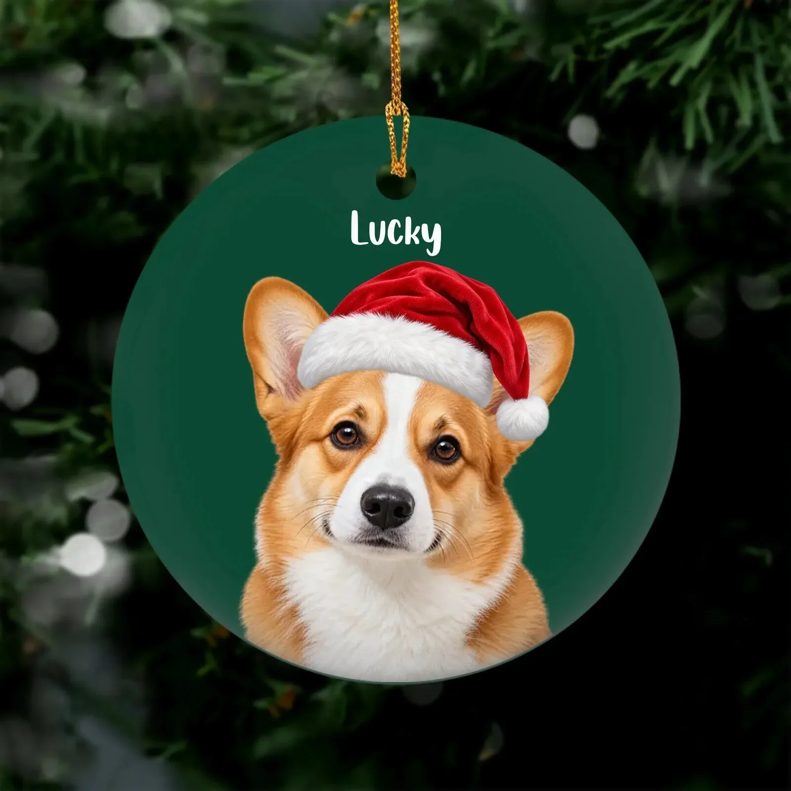Personalized Pembroke Welsh Corgi Dog Christmas Holiday Ornament