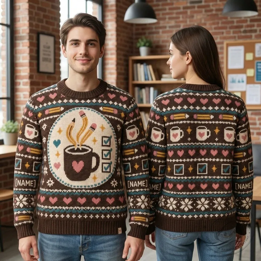 Personalized Teacher Aide Coffee Fuel Ugly Christmas Sweater