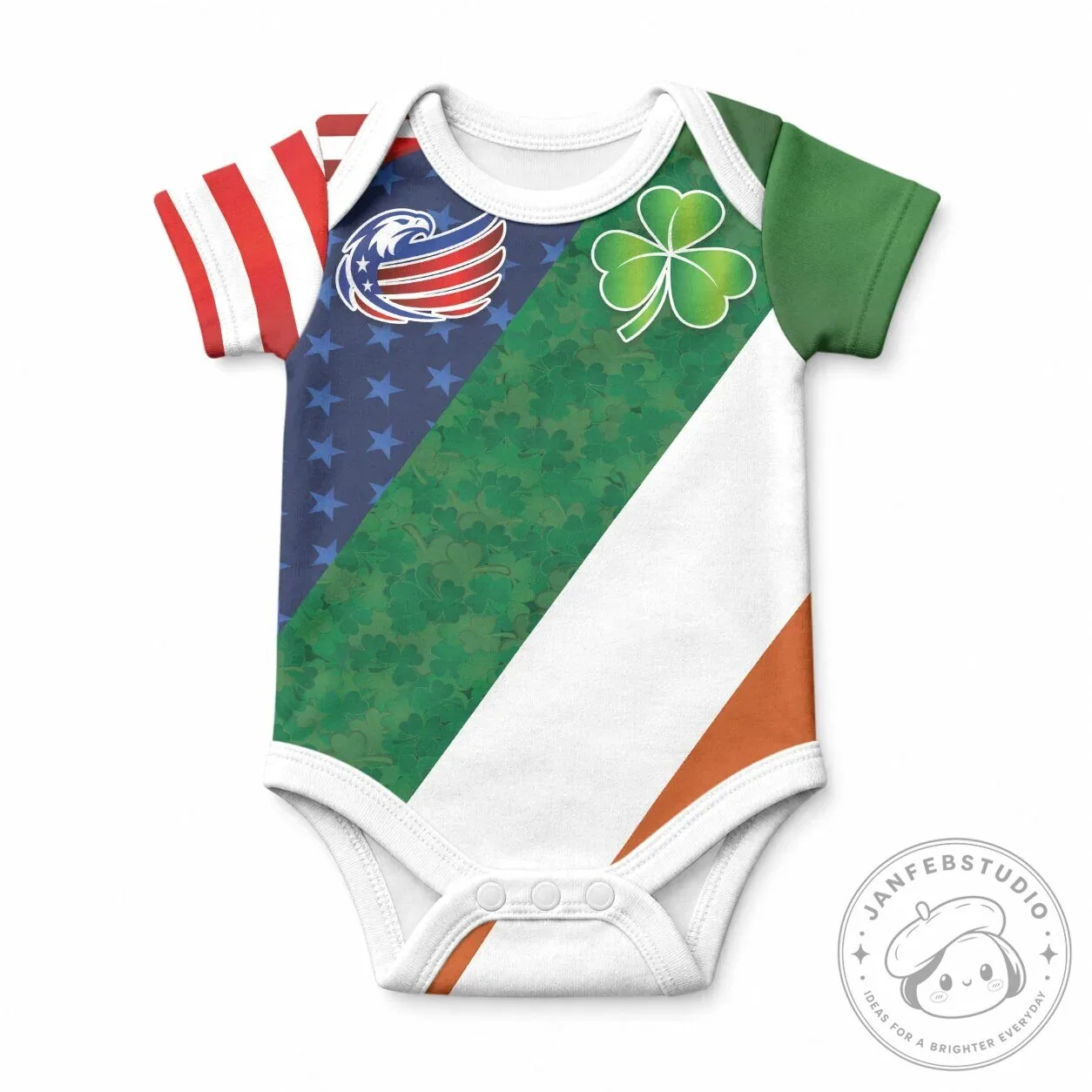Ireland and United States Flag Shamrock Baby Bodysuit Infant Romper